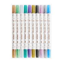 10Pcs Metal Colorful Double Head Nail Tattoo Pen, Beautiful Pen, Student Greeting Card, Handbooks Painting, Wholesale Stationery white
