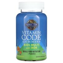 Garden of Life, Vitamin Code gummies, kids multi iron containing, orange, 90 gummies