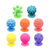 Silicone Sensory Ball with Suction Cup Base Anxiety Stress Relief Sensory Stone Portable Travel Mini Textured Worry Stone Fidget Toy A blue