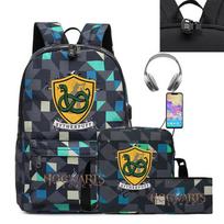 Vaizdo žaidimų periferija Hogwarts Legacy Spausdintas mokyklos krepšys 3 dalių Atsitiktinis peties krepšys Kuprinė USB backpack + pencil case