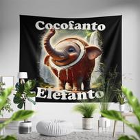 Aertemisi Cocofanto Elefanto Italian Brainrot Funny Meme Tapestry Wall Hanging Art for Bedroom Living Room Decor Party Backdrop 100X70CM black