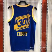 Vyriški NBA Golden State Warriors Krepšinio Marškinėliai Curry 30 Thompson 11 Siuvinėtas Leidimas Kvėpuojanti Sportinė Apranga XL blue