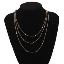 European & American Multi-Layer Choker: Handmade Pendant Necklace with Beaded Chain auksas