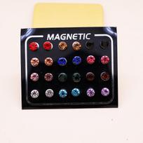 Korėjietiško stiliaus magnetinių kalnų krištolo auskarų rinkinys (12 porų, 4-6mm) Random Mixed Colored Rhinestones beige