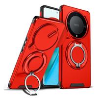 KEYSION 360° žiedinis stovas telefono dėklas Honor X9b 5G X9A, slankiojančia kameros apsauga, magnetinis smūgiams atsparus dėklas Magic 5 6 Lite 5G for Honor X9b 5G raudona