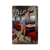 Vintažinis metalinis skardinis ženklas Midnight Lounge Pin Up mergina namams, degalinei, barui, smuklei, virtuvei, garažui, restoranui, sienų dekoras, plokštelės ženklai 30x20cm