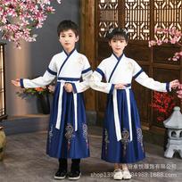 Jongens Hanfu Podium Outfit Chinese Jurk Baby Jongen Nieuwe Jaar Tang Pak Kinderen Oude Chinese Traditionele Kostuum Voor Kids 120cm white