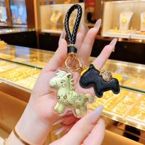 999 Pure Gold Money Pendant Keychain: Creative Cultural Gift and Souvenir Excluding Gold Small Horse brown