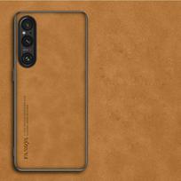 For Sony Xperia 1 V 10 V Sheepskin Leather Magnetic Ring Stand Holder Phone Case For Xperia 1 V 10 V Lens Protection Back Cover For Xperia 10 V geltona