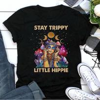 Stay Trippy Little Hippie T-Shirt: Magic Mushroom Psychedelic Tee 4XL black