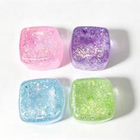 Glitter Squishy Ice Cube Maltose Fidgets Toys Soft Mochi Anti Stress Squeeze Toy Transparent Square Decompression Gifts 2 Sold