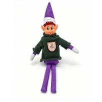 Elfas Ant Lentynos Kalėdų Elfo Lėlė Dekoras Veltinio Figūrėlė Šventiniam Eksponavimui Purple Sweater