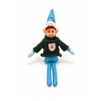 Elfas Ant Lentynos Kalėdų Elfo Lėlė Dekoras Veltinio Figūrėlė Šventiniam Eksponavimui Blue Sweater