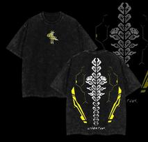 Cyberpunk 2077 Anime Double Printed Vintage Washed Tee Unisex Oversize Anime Man XL black