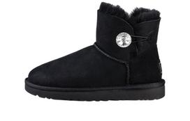 Moteriški sportbačiai UGG Mini Bailey Button Bling Fleece pamušalu 'Juoda Balta' Moteriški 37 black