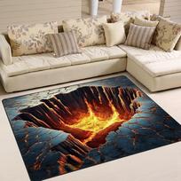 Lava Volcano Breaking Through Soil Hot Melting Carpet Mats Bedrooms Living Rooms Coffee Tables Floor Mats  Home Decor  Rug 50X80CM gray
