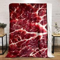 Realistic Raw Meat Pattern Blanket print blanket soft and cozy perfect for the living room bed sofa or a nap,gift 80cm x 120cm brown