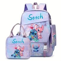 Stitch Mokinio Kuprinės Rinkinys 3 Dalys Didelės Talpos Mokyklinė Kuprinė Pietų Krepšys Pieštukinė Three-Piece Set