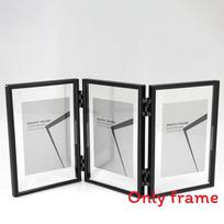 5 And 7 Inch Double Sided Transparent Fold Dual Photo Frame For Bedroom Wall Art And Office Use Black Triple,5 inch