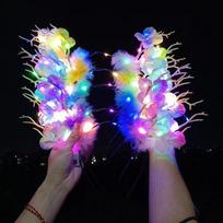 Plastikinė LED šviečianti galvos juosta Spalvinga šviečianti elnio ragų plaukų juosta Šviečianti Kalėdų vakarėliui B illumination white