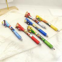 6pcs FIFA 2026 World Cup Mascot Click Pen, 0.5mm Erasable Ballpoint Pens, Cute Cartoon Study Office Stationery Set beige
