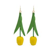 Exaggerated Tulip Design Flower Earrings for Women - Trendy, Creative, Statement Drops green