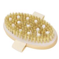 Body Brush Scrubber Wood Frame Massage Exfoliating Dry Body Brush for Lymphatic Drainage beige
