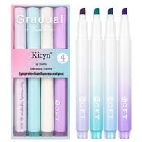12-Color Gradient Highlighter Set - Eye-Protective, Large Capacity, Fluorescent Markers for Students Chisel Tip white