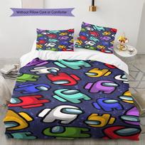 Among Us Pattern Bedding,Quilt Set Quilt Cover Pillowcase Home Birthday Gift (1 * duvet cover + 2 * pillowcase, without core) 135x200cm white