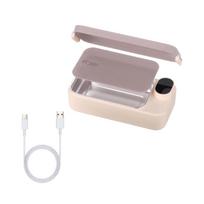 Portable Heated Lunch Box with 304 Stainless Insert, Rechargeable Food Warmer for Car and Travel One Size chaki