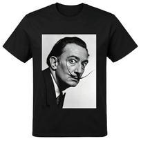 Salvador Dali Vintage Black White Portrait Graphic T-Shirt L white