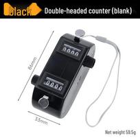 Black Four-Digit Handheld Counter: Single/Double-Head Metal Clicker for Counting People black