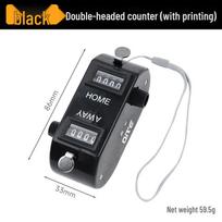 Black Four-Digit Handheld Counter: Single/Double-Head Metal Clicker for Counting People