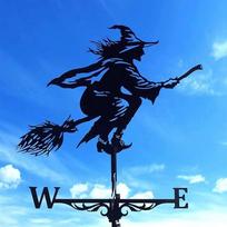 Vintažinis metalinis vėjarodis su gyvūno dizainu, juodas vėjo krypties indikatorius A-Witch blue