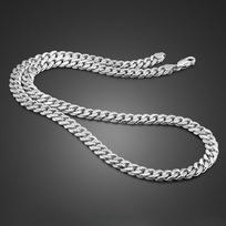 Classic Men'S Cuban Whip Necklace 6Mm White Copper Plated Thick Rhodium Gold Trendy Men'S Silver Jewelry 56cm gray