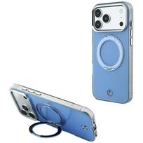 Mercedes dėklas su žiediniu stovu ir ikoniniu logotipu MagSafe, skirtas iPhone 18 Pro / 17 Pro, mėlynas