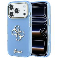 Guess IML 4G Script metalinis dėklas, skirtas iPhone 18 Pro Max / 17 Pro Max, šviesiai mėlynas