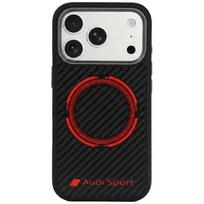 Dėklas Audi RSQ Carbon Fiber Sport Red Circle MagSafe, skirtas iPhone 18 Pro / 17 Pro, juodas