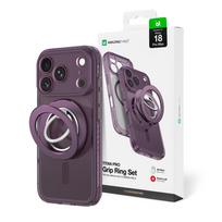 AmazingThing Titan Pro Lens Ring Set dėklas, skirtas iPhone 18 Pro Max su kameros dangteliu ir magnetiniu žiedu, suderinamas su MagSafe – Violetinis