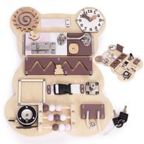 Medinė sensorinė lavinamoji lenta vaikams, meškiukas, 12 dalių ECOTOYS