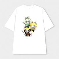 Labubu Kasing Lung Cosplay cloth 3D summer T-shirt Anime Short Sleeve Top White and Black Short Sleeve T-Shirt 100 gray