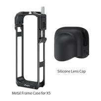 Metal Frame with Lens Cap for Insta360 X5 Camera Cage Built-in Noise Reduction Foam for Insta 360 X5 Camera Accessories gray