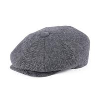 Feinion Men'S Wool Blend Newsboy Cap 8 Panel Ivy Tweed Cabbie Front Snap Brim Flat Hat Irish Cabbie Cap 59 gray