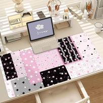 Fruit Plaid Strawberry Pink Girl Mouse Pad Anti Slip Rubber Edge Locked Thickened Laptop Gaming Desk Mat 30x60cm gray