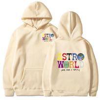 Travis Scott Unisex College Style Hoodie: Trendy Streetwear Sweatshirt S beveik baltos spalvos