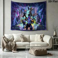 VALORANT Wall Tapestry Aesthetic Wall Hanging Printed Fabric Blanket Decorative Tapestries for Bedroom Living Room Home Decor 130cm x 150cm gray