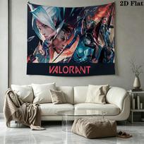 VALORANT Wall Tapestry Aesthetic Wall Hanging Printed Fabric Blanket Decorative Tapestries for Bedroom Living Room Home Decor 130cm x 150cm black