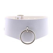 DIEZI Harajuku Baltos PU Odos Torques Choker Karoliai Moterims Vyrams Vintage Gotikiniai Hip Hop Reguliuojamas Apykaklės Karoliai Papuošalai gray