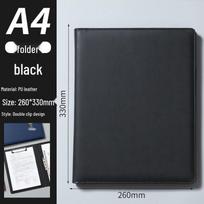 A4 Leather Business Folder: Multifunctional Office Binder for Meetings and Contracts black