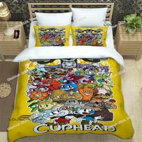Cuphead cartoon printed Bedding Sets exquisite bed supplies set duvet cover bed comforter set bedding set luxury birthday gift EU Single 135*200cm/53x79in 3pcs yellow
